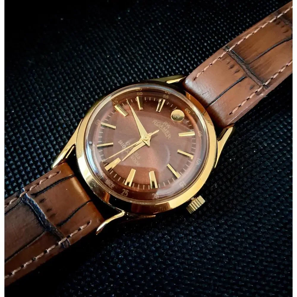Vintage Roamer Men's Leather Mechanical Watch‎ RARE